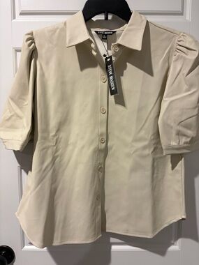 Steve Madden Faux Leather Button Down Shirt Size Large